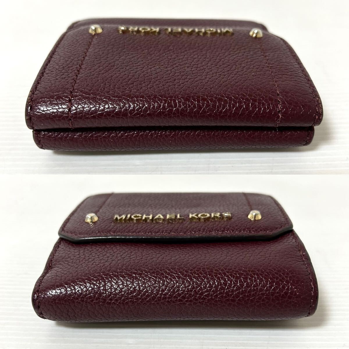 【美品/ゆうパケットポスト可】MICHAEL KORS マイケルコース 三つ折財布 レザー ワインレッド ＊12の画像4