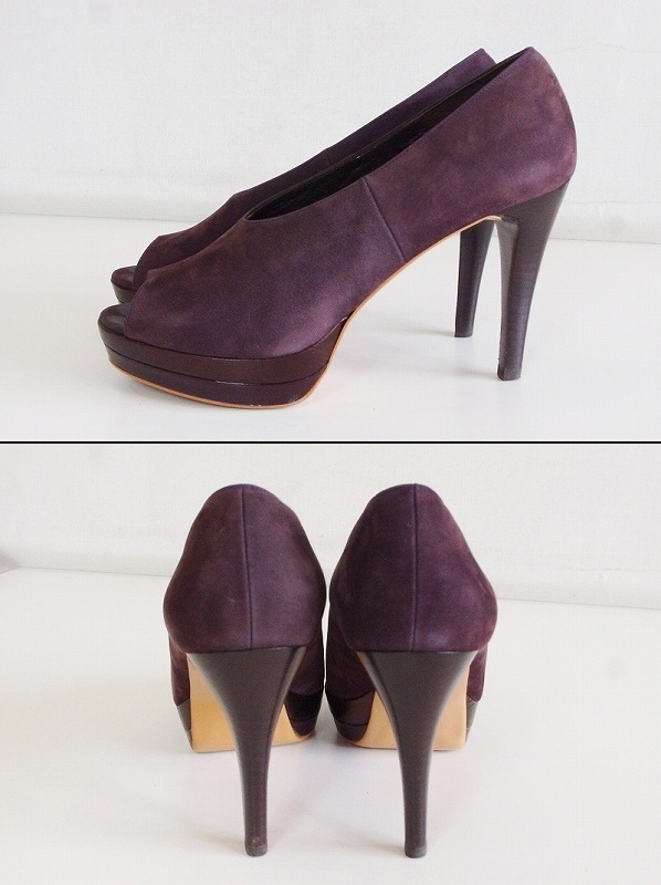  Barneys New York BARNEYS NEWYORK SALON open tu pumps mountain sheep leather 36 1/2 purple ok4412192804