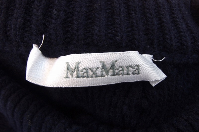 マックスマーラ MAX MARA ケーブル編み 切替 ニットカーディガン　ウールカシミヤ ・S ネイビー kz4806210968_画像5