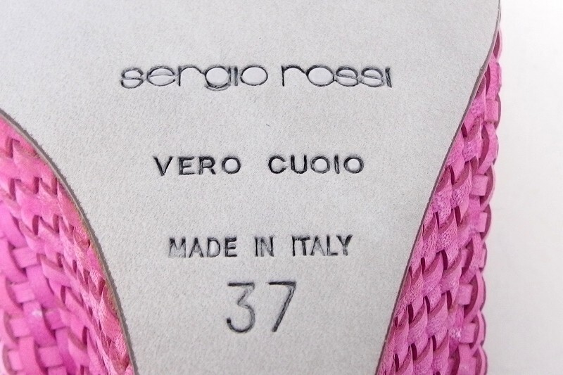 未使用品！セルジオロッシ Sergio Rossi イントレチャート ウエッジソール オープントゥ パンプス サンダル ・37 kz4806210961の画像8