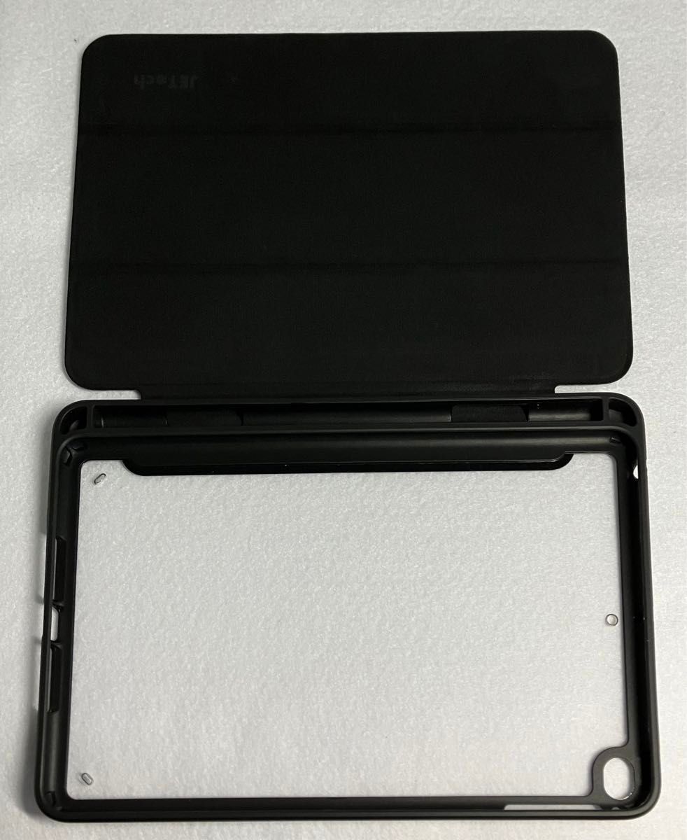 iPad mini（7.9インチ）用 カバー付クリアケース ペンホルダー付き ブラック  ※オートスリープ対応、スタンド兼用