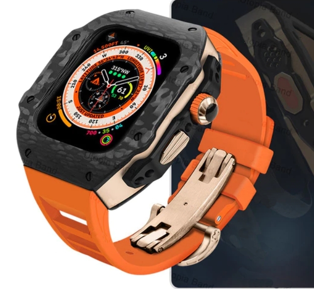 [ Apple watch apple watch 9,8,7,6,5,4,SE 45 44]li car -ru Mill manner high class carbon case black orange limitation Golden concept 