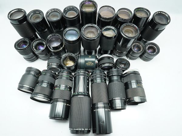 ★キヤノン 純正MFレンズなど★LENS FD/AC/FL/TAMRON/SIGMA/ 等 計:30点まとめ【ジャンク品】29695_この写真にあるものが全て