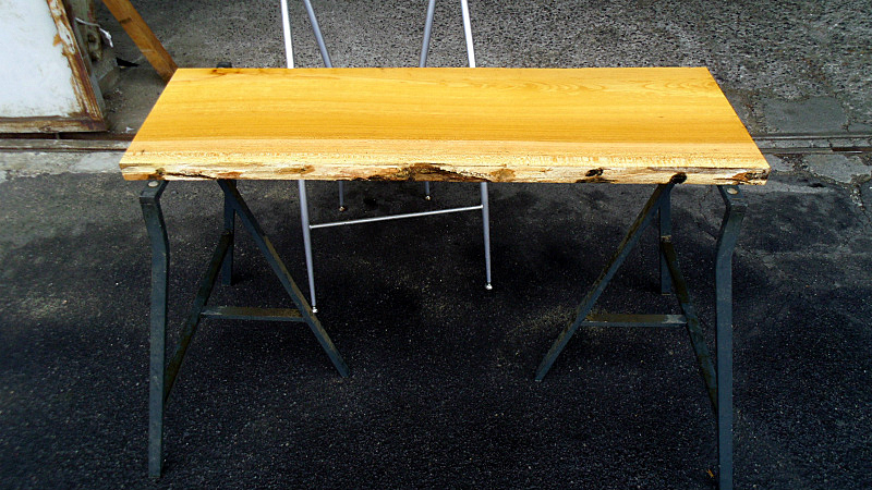 欅ケヤキ(DIY机デスク・テーブル天板)1000x340x30mm下仕上済SALE_６：画像の脚材は非売品です