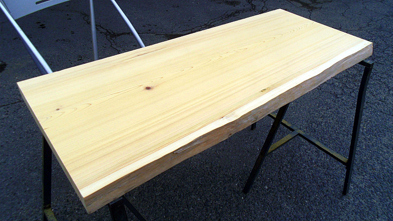 桧ヒノキ(DIY机デスク・テーブル天板)1000x450x40mm下仕上済SALE_１：下仕上げ済み（鋸目板・無塗装）