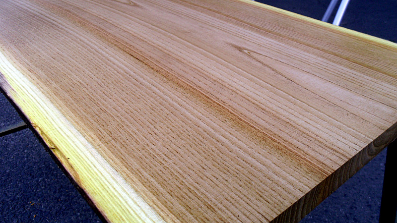黄肌キハダ(DIYテーブル・デスク天板) 900x380x25mm下仕上済SALE_８：水が乾くと画像より色味が薄くなります
