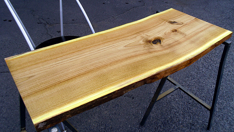 黄肌キハダ(DIYテーブル・デスク天板) 900x380x25mm下仕上済SALE_４：下仕上げ済み（鋸目板・無塗装）
