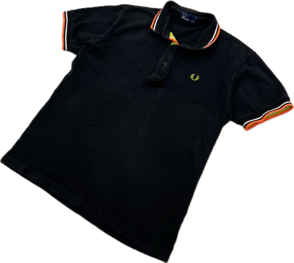 FRED PERRY ☆ カラーリブ◎ 半袖 ポロシャツ ブラック M 春夏 UK スタイル ロック アメカジ ストリート 古着 人気 フレッドペリー■DA282_画像1