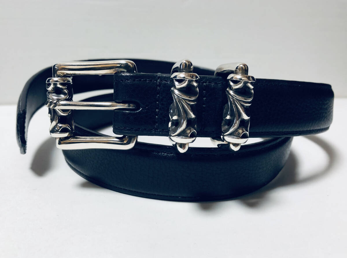 クロムハーツ Chrome Hearts BLT ROLLER 3PC1.0/1.0inch 3PCローラー サイズ:32 レザーベルト 極美品の画像1