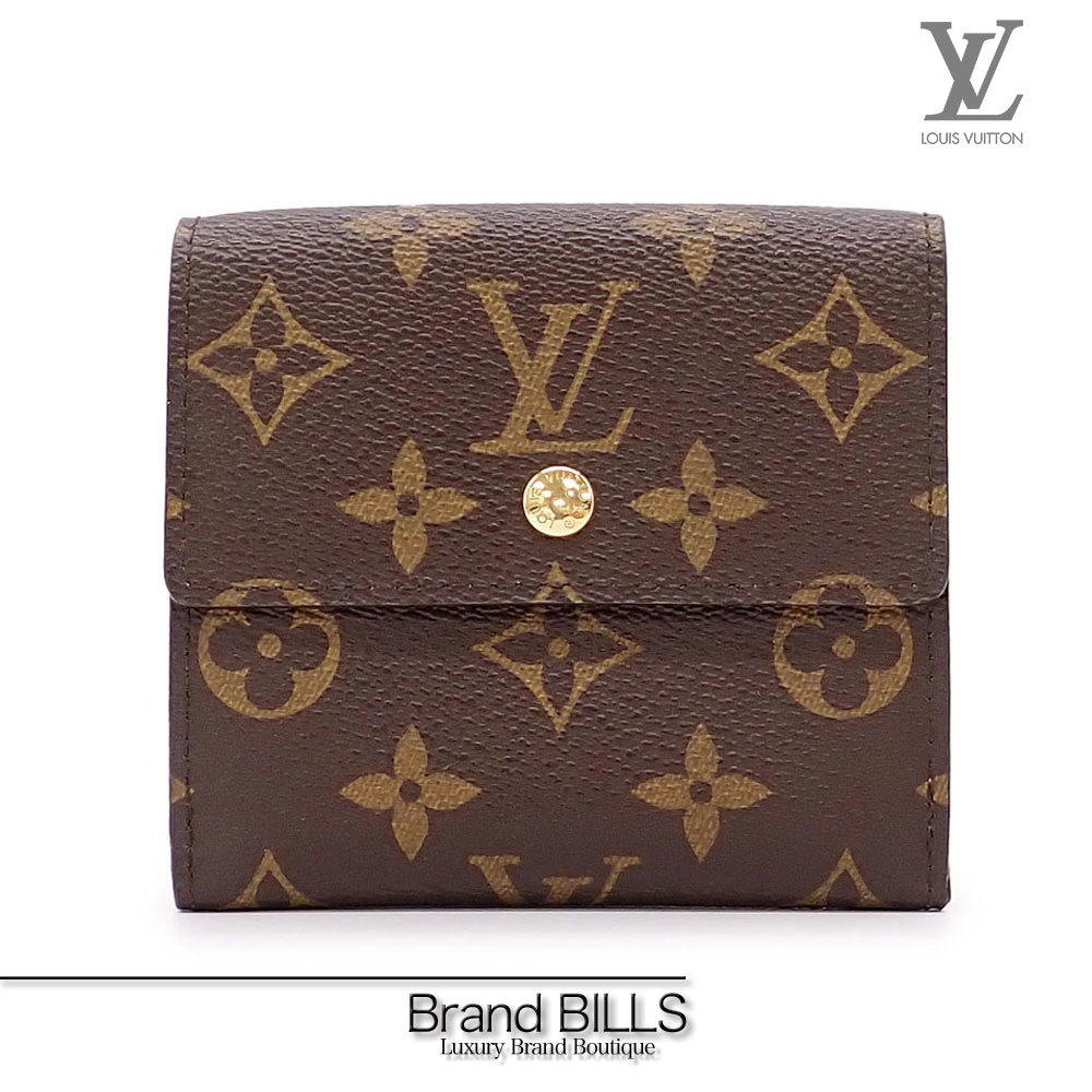 未使用品 LOUIS VUITTON ルイ ヴィトン ポルトフォイユ・エリーズ Wホック 折り財布 M61654 モノグラム ブラウン ゴールド金具_画像1