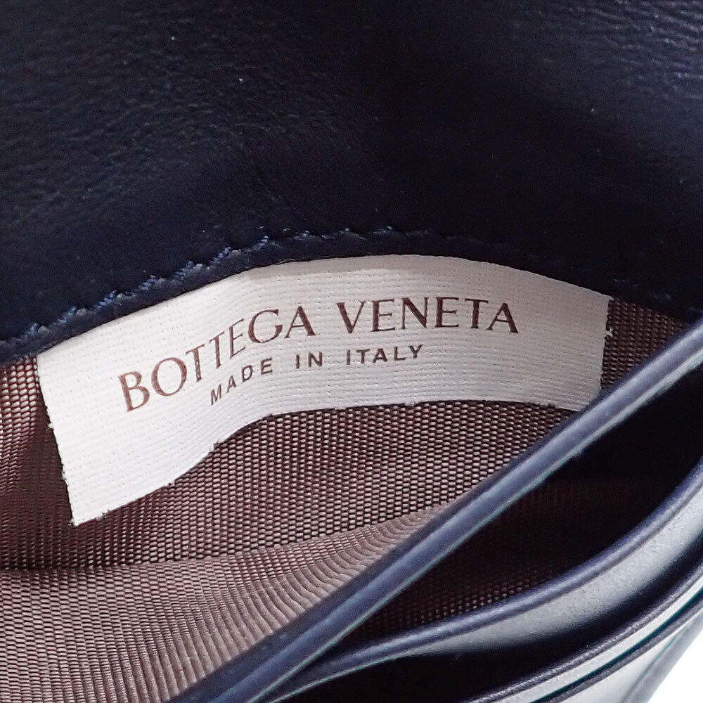 未使用品 BOTTEGA VENETA ボッテガ ヴェネタ イントレチャート 二つ折り財布 222338 レザー ネイビー 小銭入れなし_画像8