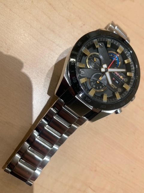 1円～ カシオ CASIO EDIFICE エディフィス インフィニティ 5276 EFR-540RB レッドブルコラボ 時計 クォーツ 箱 ガラスキズ 中古 稼働 3-24_画像3