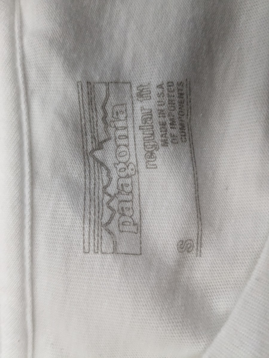 パタゴニア USA製 patagonia Eat Local イートローカル プリント 半袖Tシャツ 白 Sサイズ オーガニックコットン made in USAの画像3