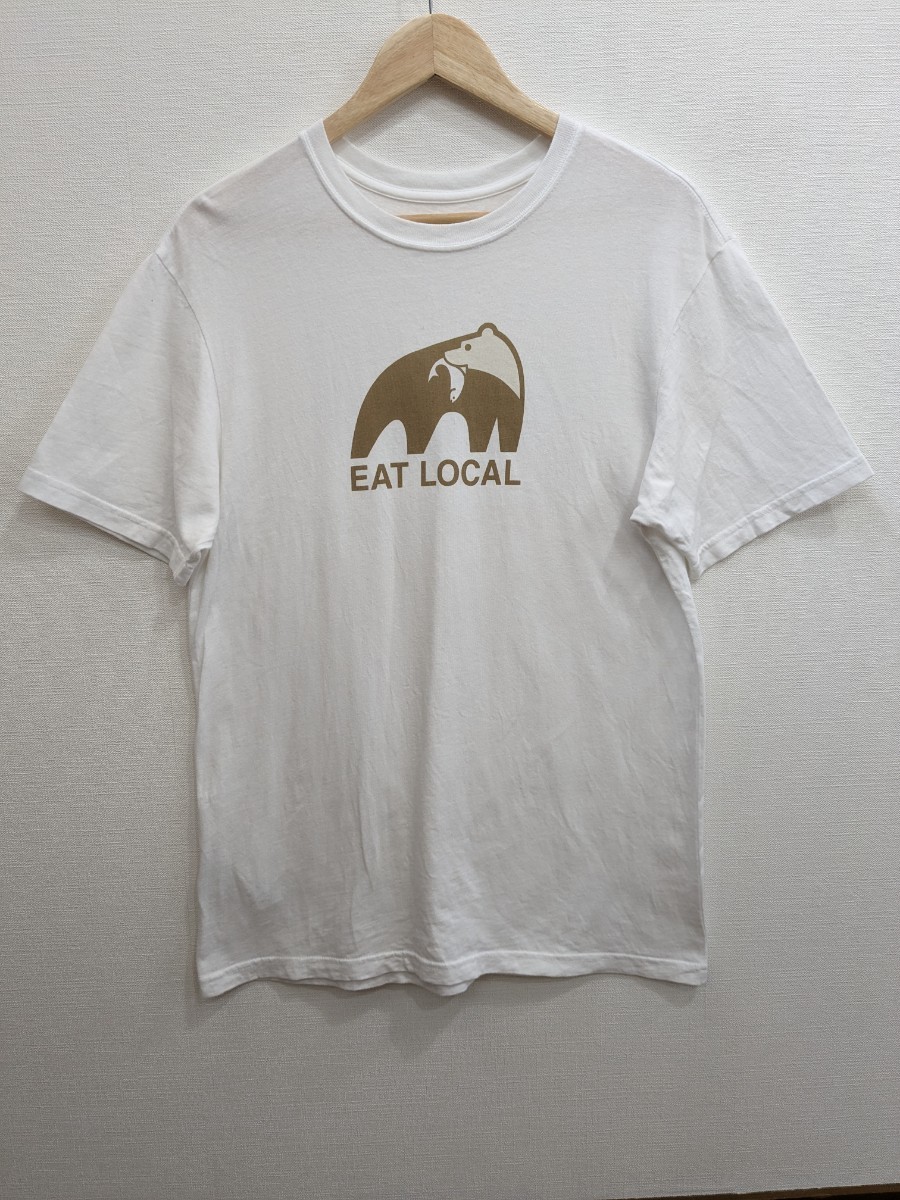 パタゴニア USA製 patagonia Eat Local イートローカル プリント 半袖Tシャツ 白 Sサイズ オーガニックコットン made in USAの画像1
