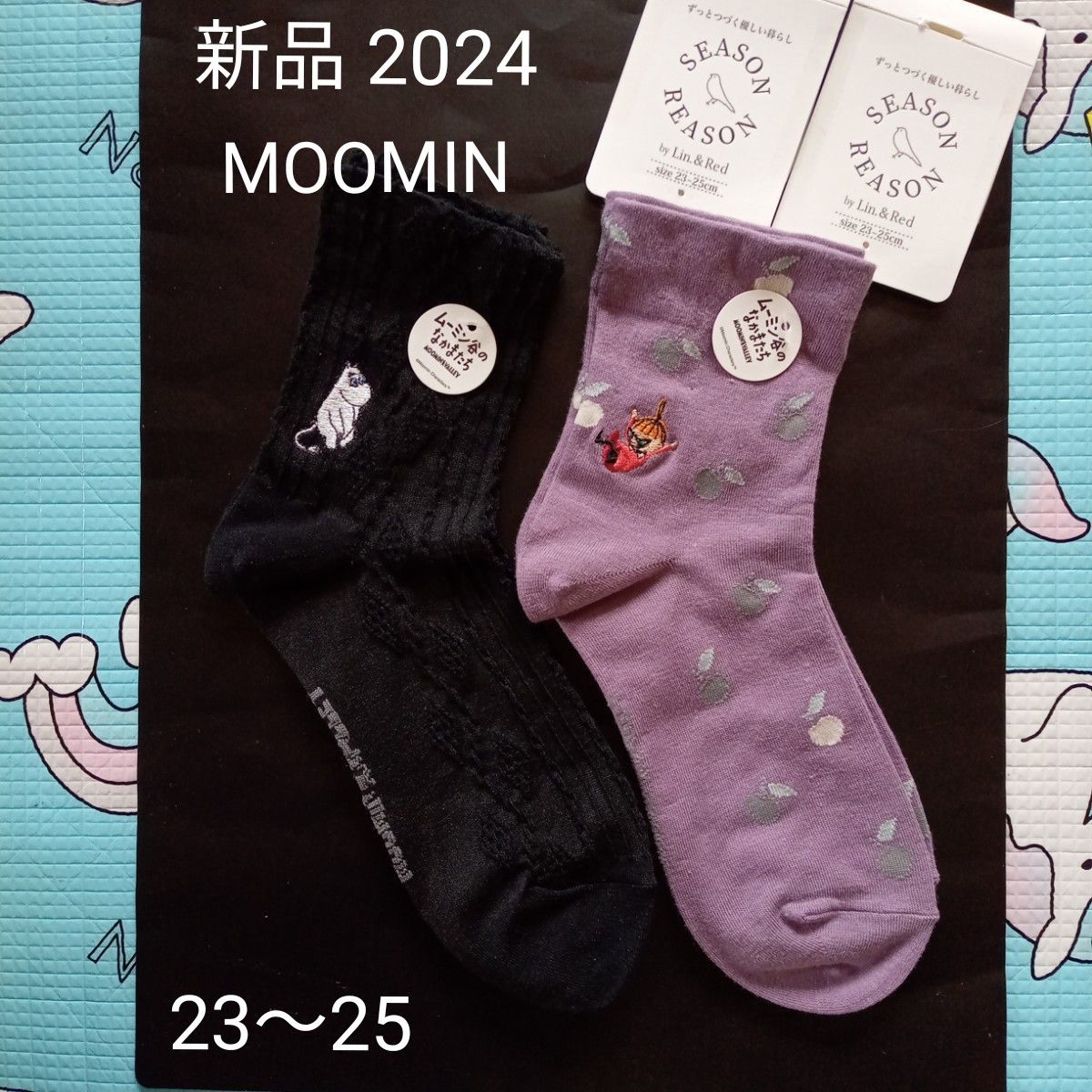 ② MOOMINとリトルミィの履き口ゆったり、クルー丈ソックス、2足セット。タグ付き新品。完売的。★相談不可★