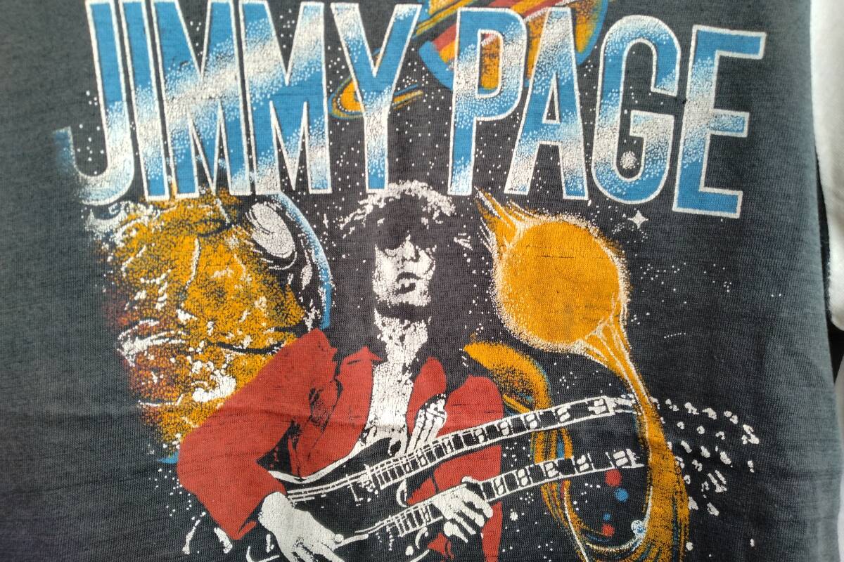 Led Zeppelin jimmy page レッド ツェッペリン ジミーペイジ ヴィンテージ Tシャツ ツアー レア 希少 ラグラン 70s 80s 美品 パキ綿 tourの画像3