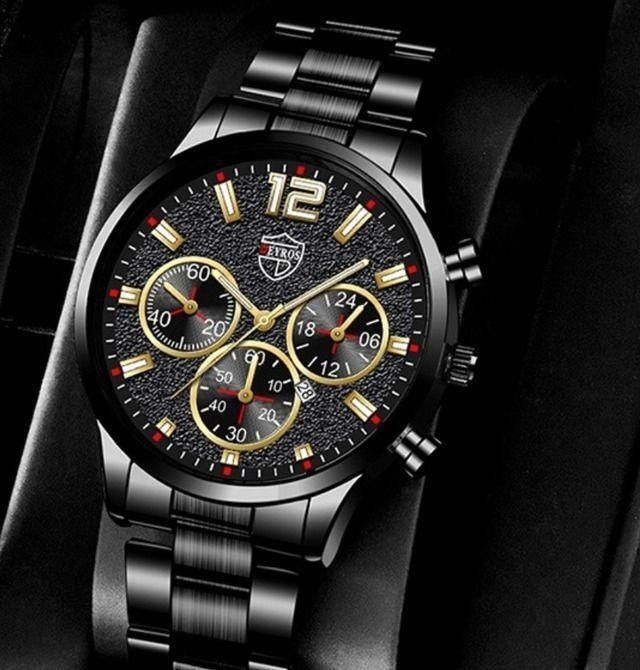1390新品クロノグラフ ビジネス メンズ 腕時計 黒/金h7m8w4h7m8w4