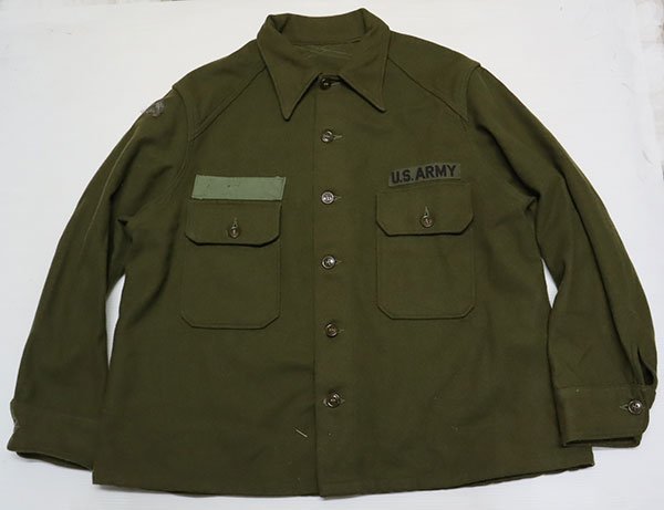 LS54米軍実物ARMYアメリカ古着ヘビーウールシャツ ジャケットXLビッグサイズ50'Sビンテージ緑系ユーティリティシャツ長袖シャツ/ボックス_画像2