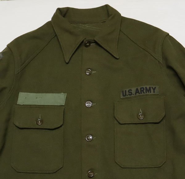LS54米軍実物ARMYアメリカ古着ヘビーウールシャツ ジャケットXLビッグサイズ50'Sビンテージ緑系ユーティリティシャツ長袖シャツ/ボックス_画像1