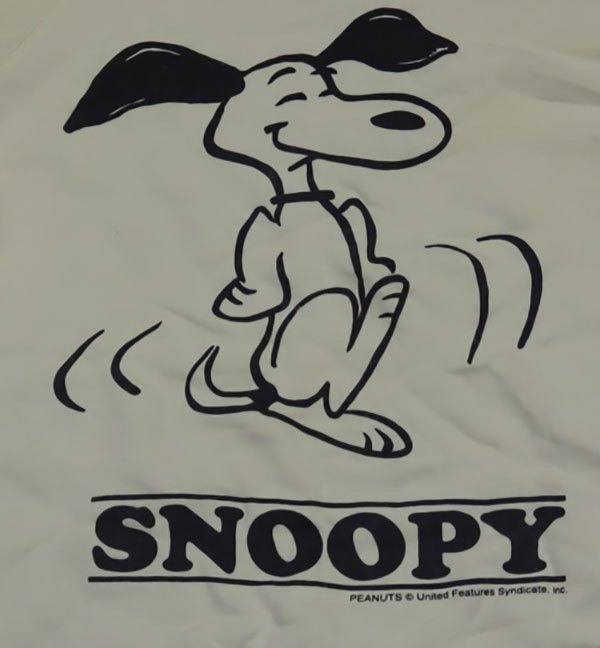 SW38スウェットUNKNOWNアメリカ古着アメリカ製スヌーピーSNOOPY両面プリント70’Sビンテージ復刻ダンスLIVE IS TO DANCE薄黄色系Mオールド_画像1