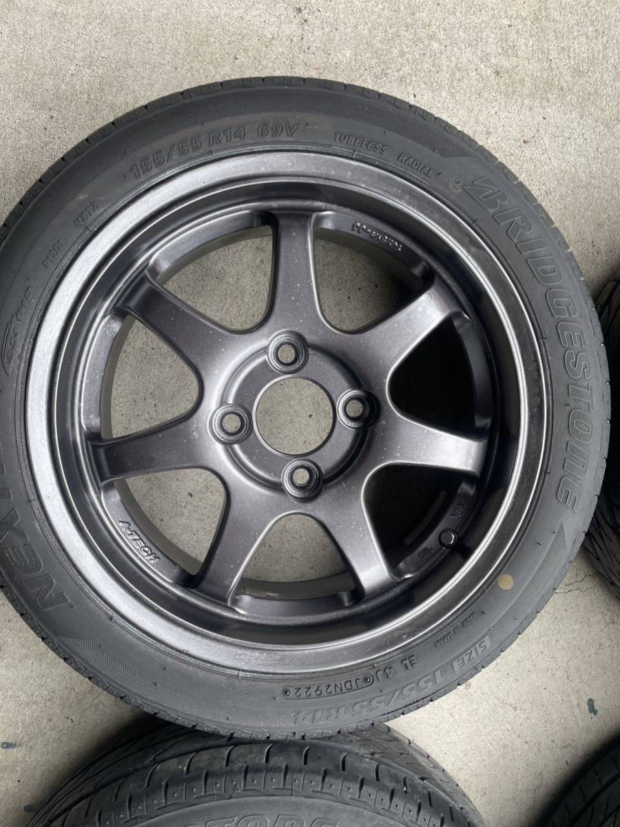 14-5.5J A-tech 軽量 オフ４５ PCD100 NEXTRY2022年 4本 155/55-14 （参考）ワゴンRで使用 再塗装 傷修正の画像4