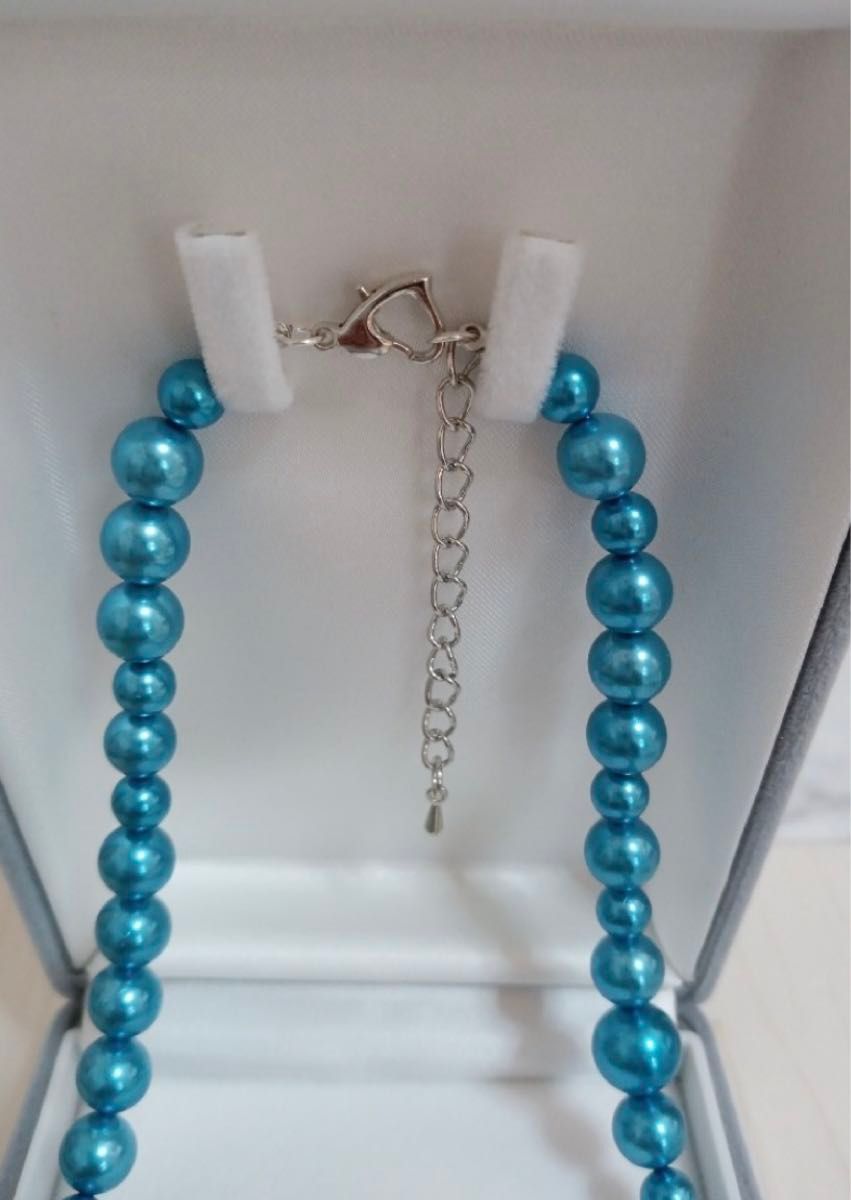 0062 国産 本貝真珠パールネックレス 6㎜～ 藍JAPANブルーカラー デザイン パール ネックレス