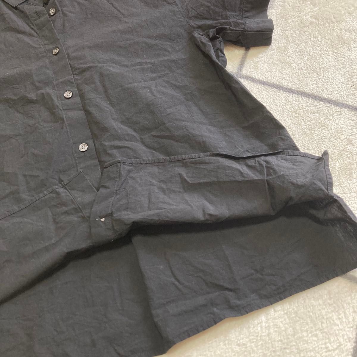 半袖シャツ　シャツ　ムジ　無地　レギュラーカラー　無印良品　良品計画　コットン　ブラック　M