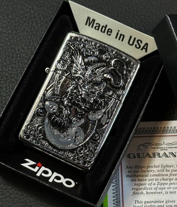 ★USA直輸入 ZIPPO 金銭獣 ヒキュウ 神獣財運 貔貅 ライター 金運 富 福 ジッポー メタル貼り 喫煙具 bv846_画像2