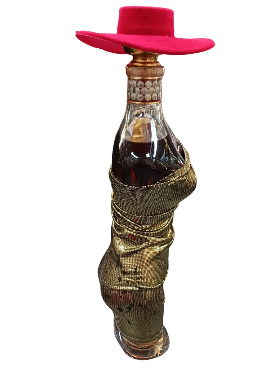 ランディ デジール 女性型ボトル コニャック ブランデー ダメージ加工 ゴールド 40% 500ml 2-5-6O 同梱不可_画像4
