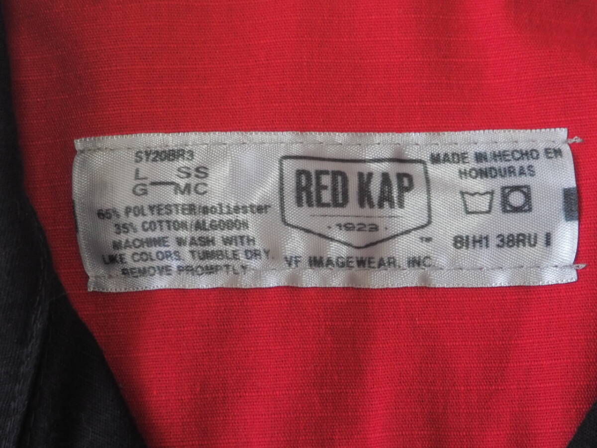 ☆送料無料☆ RED KAP レッドキャップ USA直輸入 古着 半袖 比翼仕立 開襟 バックプリント ワークシャツ メンズ L ブラック トップス 中古_画像8