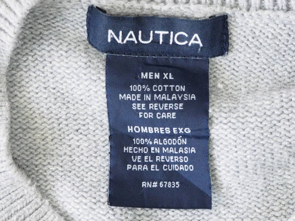 ☆送料無料☆ NAUTICA ノーティカ USA直輸入 古着 ロゴ ニット セーター メンズ XL グレー トップス 中古 即決_画像8