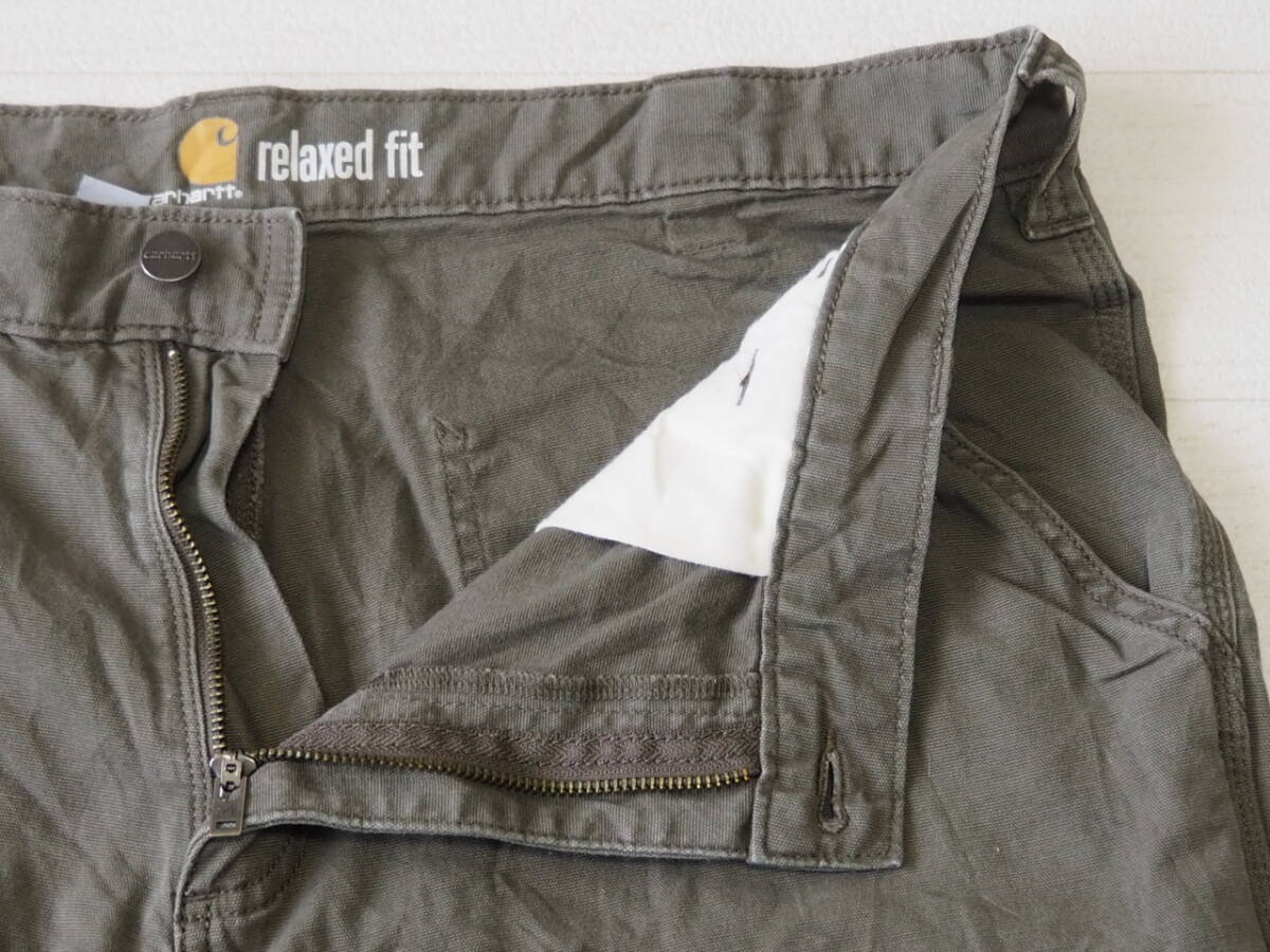 ☆送料無料☆ Carhartt カーハート USA直輸入 古着 ショートパンツ 短パン リラックスフィット メンズ 38 グリーン ボトムス 中古 即決_画像4