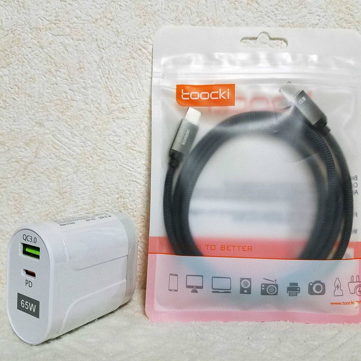 65W 急速充電器 PD★TypeC to C 100wケーブル付★1m★1年保証付き_画像1