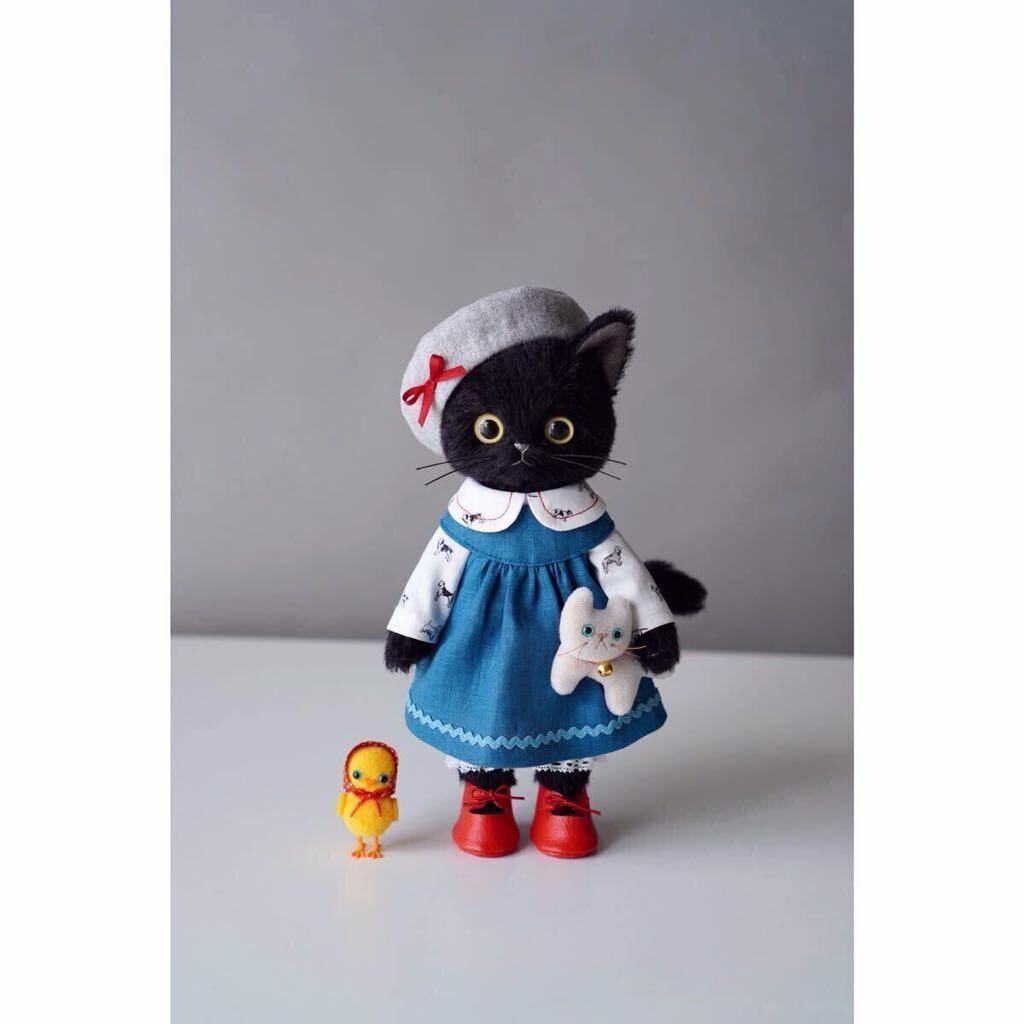 黒猫ちゃんと小さな白ネコちゃん着せかえセット 猫ぬいぐるみ parico doll パリco の画像9
