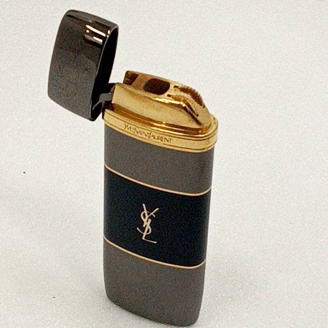 #0676 YVESSAINTLAURENT イヴサンローラン YSL ライター ガスボンベセット 箱付き 火花確認済み ブランド 喫煙具 喫煙グッズ メンズ _画像4