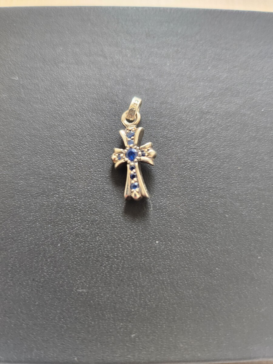 [ almost unused ] baby fato charm pave sapphire silver 925 Cross pendant top judgment document 