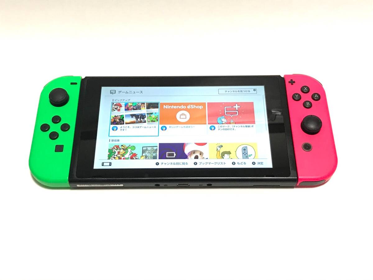 [希少][未対策機][チェック整備品]ニンテンドースイッチ スプラトゥーン2セット(本体+JoyCon+プロコン(社外)+ゲームソフト) NintendoSwitch_画像2