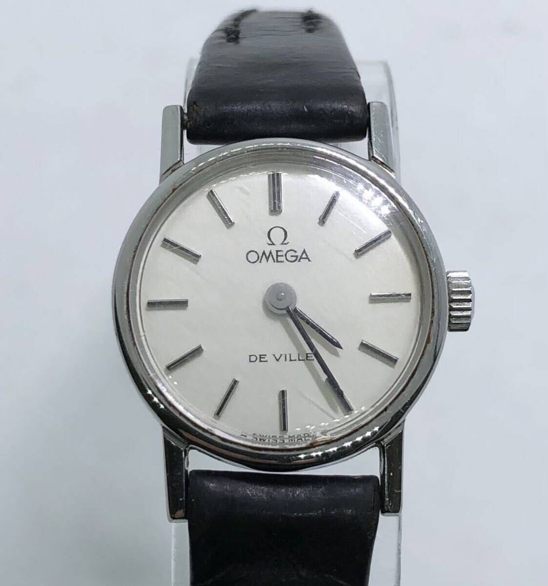 オメガ OMEGA デビル DE VILLE レディース ケース径2.1cm 手巻き 稼働 腕時計 革ベルト 難あり