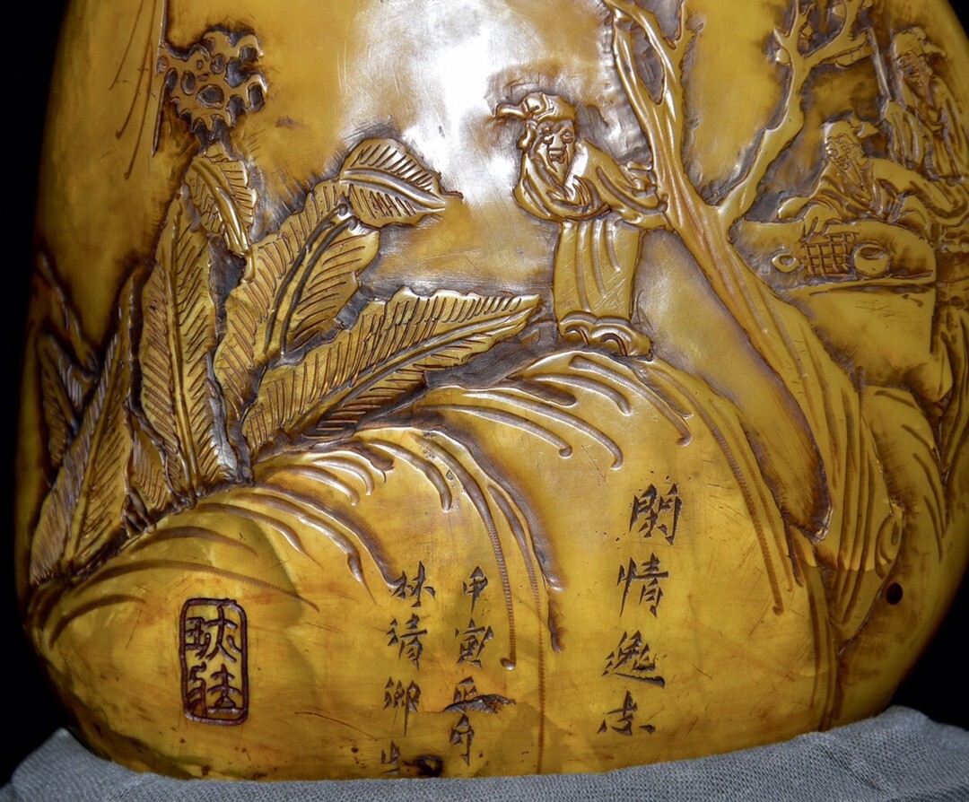 Bibian 比比昂- 『館蔵珍品寿山石田黄石細密彫松下老人紋印章 Bibian 比比昂- 『館蔵珍品寿山石田黄石細密彫松下老人紋印章