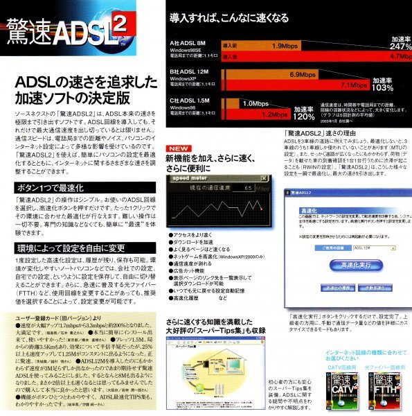 【同梱OK】 驚速 ADSL2 ■ ADSL加速ソフト ■ Windows Me / 98 / 98SE / 2000 Pro ■ DOS/V_画像3