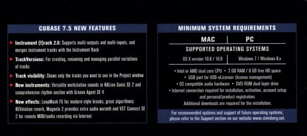 [ including in a package OK] Stainberg ( start Inver g) # CUBASE 7.5 Update From CUBASE 7 # install DVD # music soft # DTM / DAW