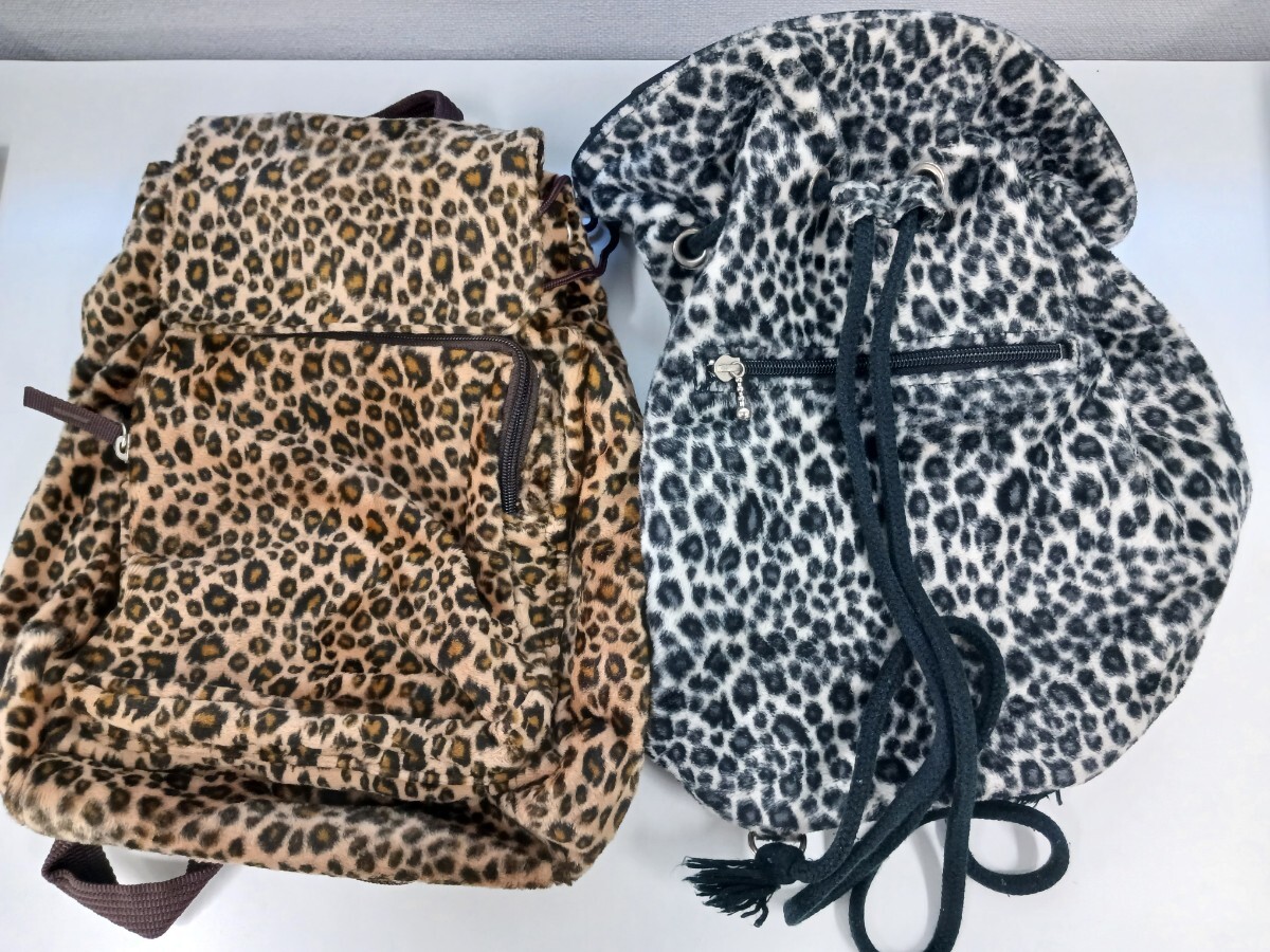 1 jpy ~ leopard print set napsak beige back rucksack pouch resale . industry pretty super-discount 