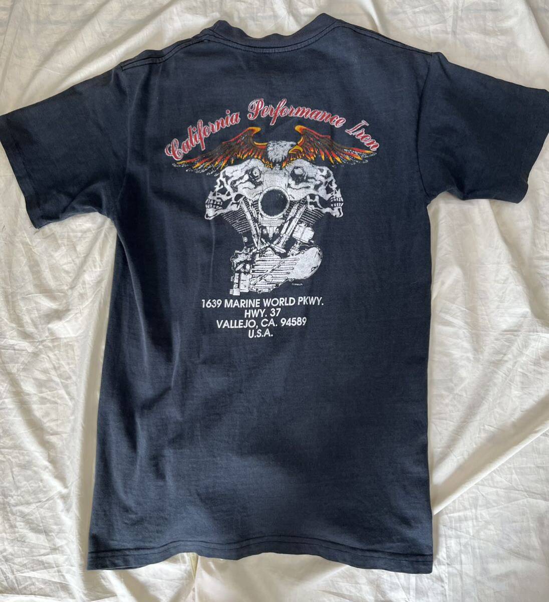 California performance iron VALLEJO ヘルズエンジェルス　hells angels 黒 Tシャツ ハーレー 90年代 ビンテージ USED USA製 ショベル_画像2