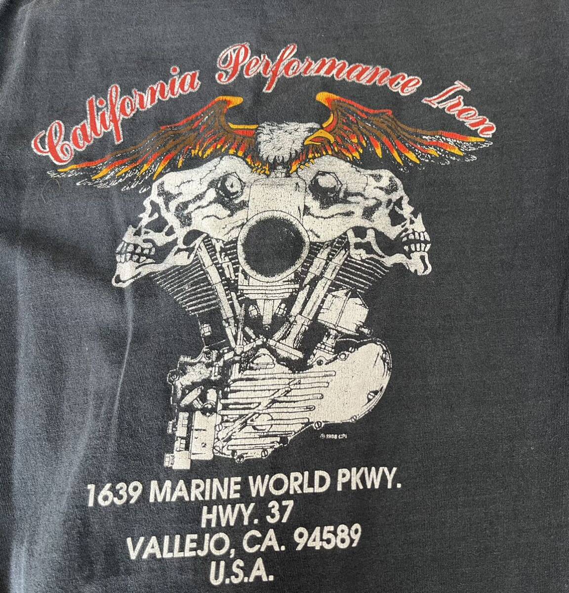 California performance iron VALLEJO ヘルズエンジェルス　hells angels 黒 Tシャツ ハーレー 90年代 ビンテージ USED USA製 ショベル_画像1