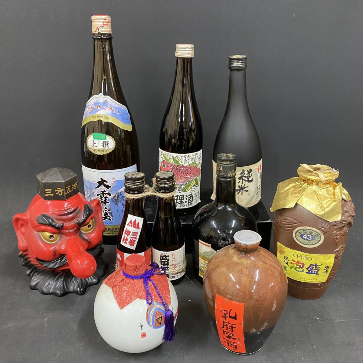 K2665 未開栓 日本酒 まとめ売り 大雪渓 純米原酒 忠考 泡盛 刈干 慶冠 清酒一級 三方五湖 天狗 地酒 古酒_画像1