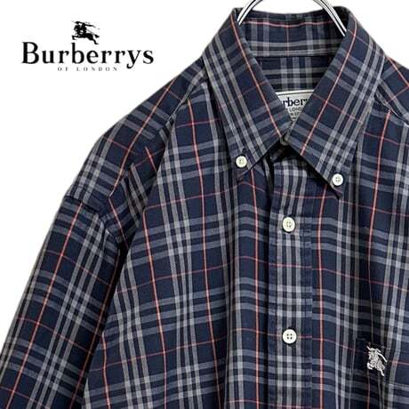 TBK185＠ Burberrys 80s Vintage 90s ノバチェックシャツ ボタンダウン 長袖 メンズ Sサイズ BURBERRY