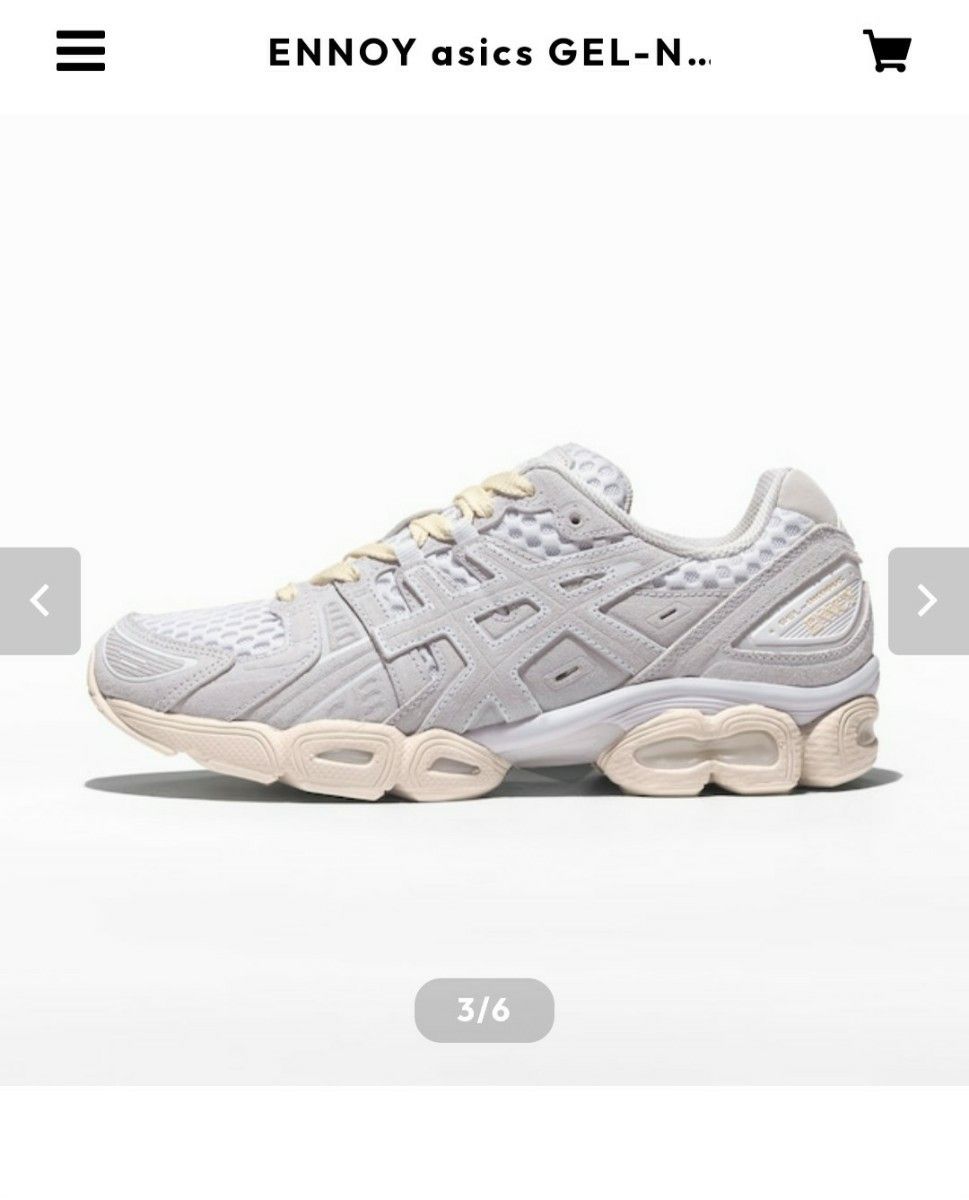 ENNOY asics GEL-NIMBUS 9 WHITE / CREAMサイズ:28,0cm