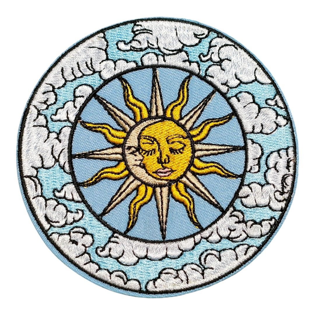 T-24【 アイロンワッペン 】 刺繍ワッペン アップリケ リメイク 太陽 Sun 雲  ワッペン 刺繍ワッペン アイロンワッペン