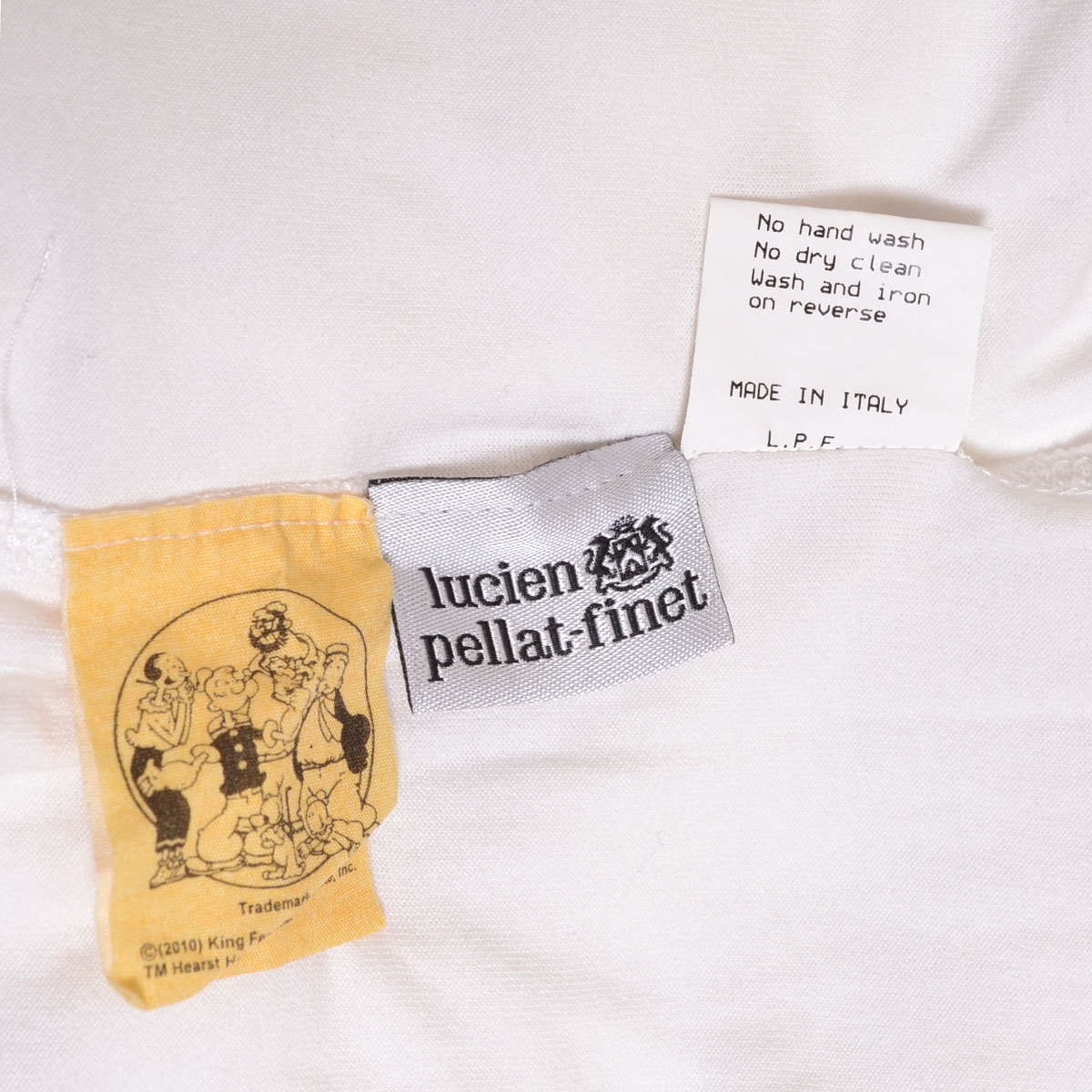 ●504277 lucien pellat-finet ルシアンペラフィネ ●カットソー Tシャツ 半袖 ポパイ OLIVE OIL サイズM メンズ イタリア製 ホワイト_画像4