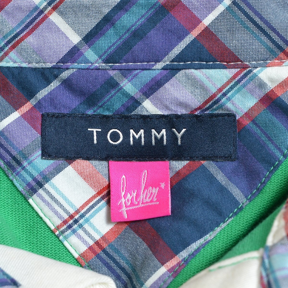 ◇477275 TOMMY トミーヒルフィガー ラガーシャツ ポロシャツ 半袖 レディース グリーン_画像5